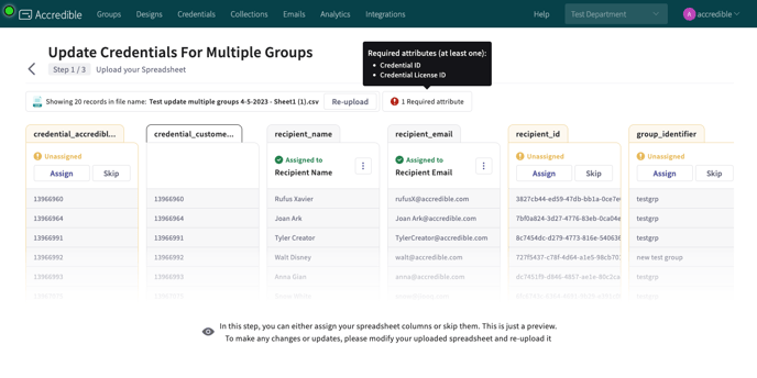 Update Credentials for Multiple Groups