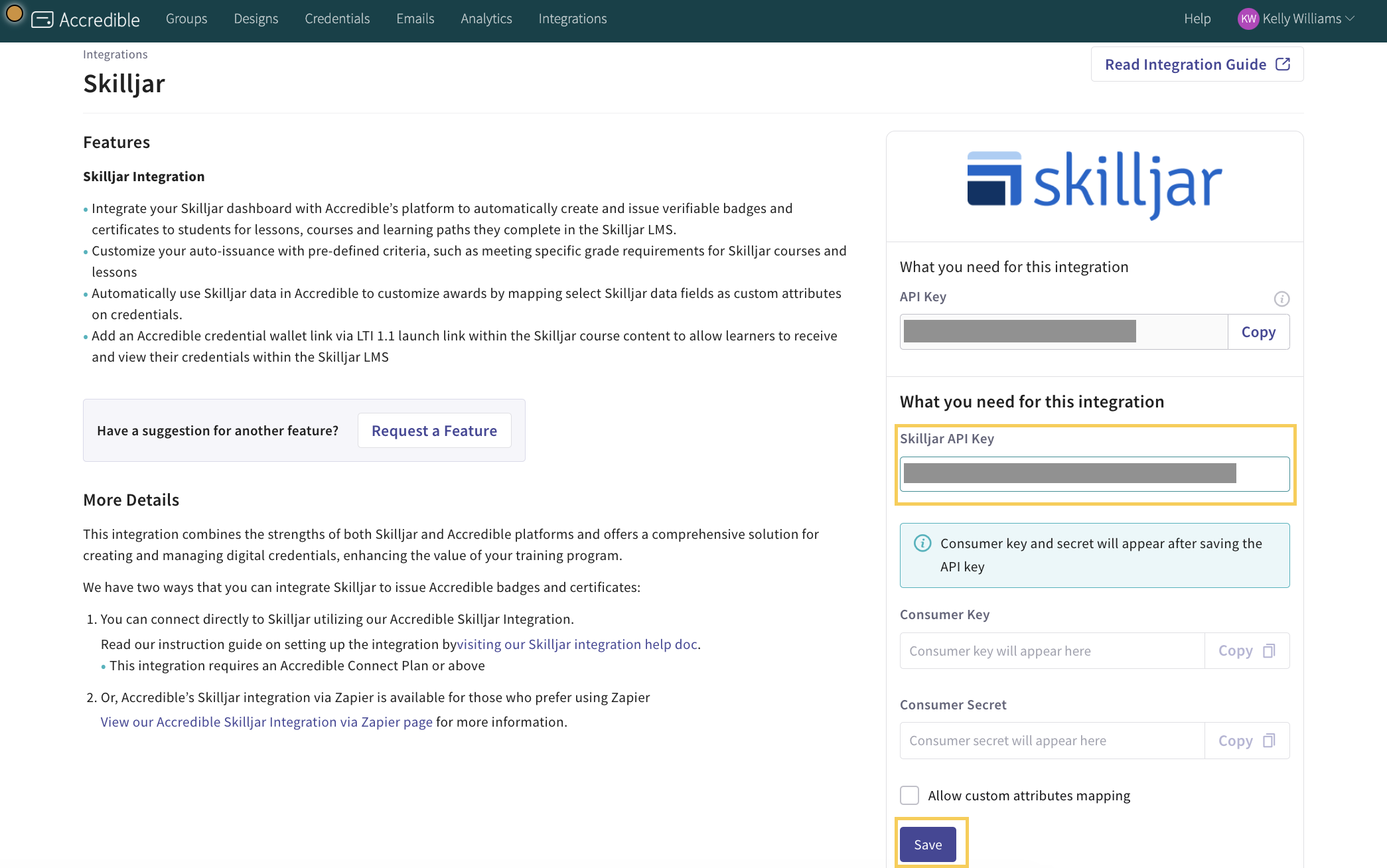 How Do I Set Up the Skilljar Integration with Accredible?