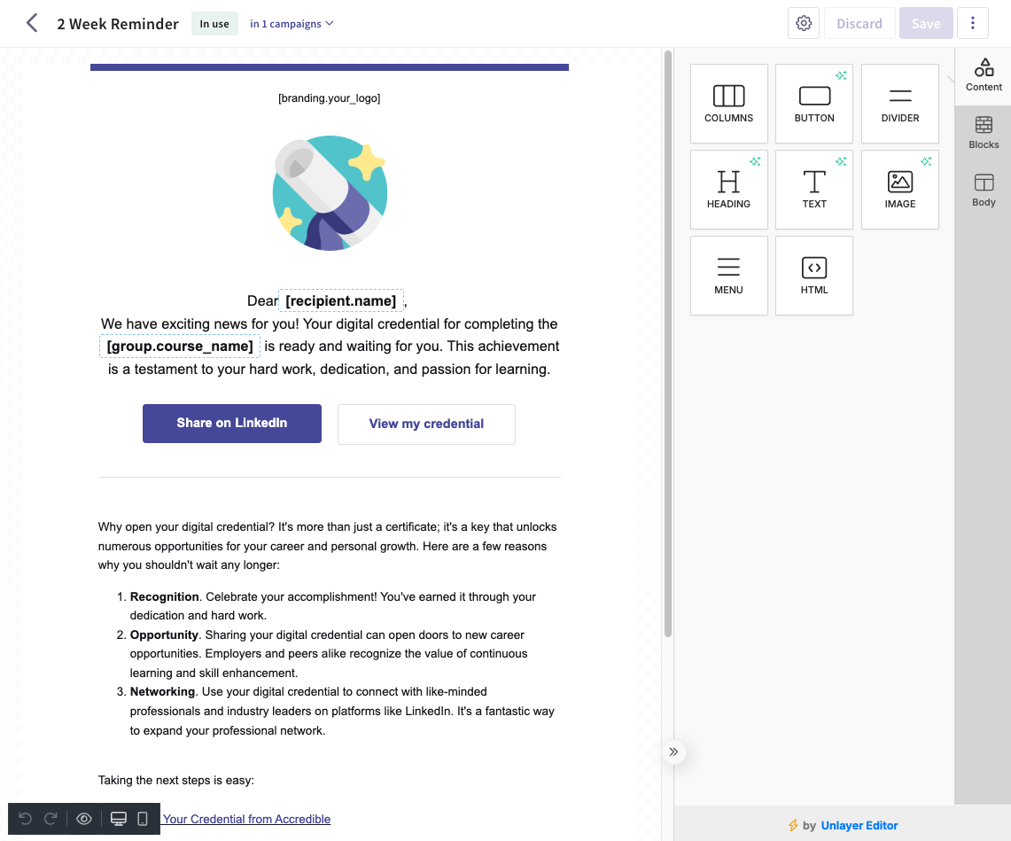 Email Campaigns - V2 Email Template Editor