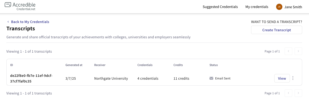 Transcripts Viewing Creating And Sending A Transcript
